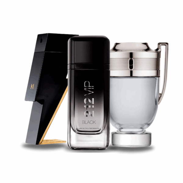 Coffret Exclusif 3 Parfums – Bad Boy de Carolina Herrera, 212 VIP Black de Carolina Herrera & Invictus de Paco Rabanne [100 ml] Nº 01